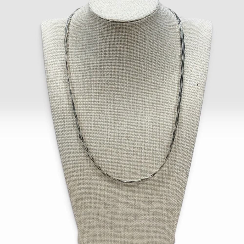 925 Sterling Silver 3 Strand Braided Herringbone Necklace Italy 20” Vintage 10g